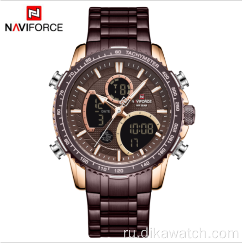 Модные многофункциональные часы NAVIFORCE 9182 с двумя дисплеями